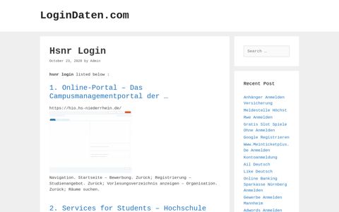 Hsnr - Online-Portal - Das Campusmanagementportal Der ...