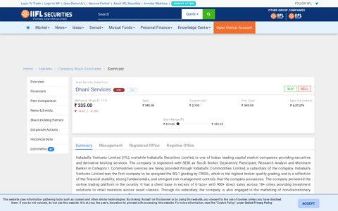 Latest Indiabulls securities ltd information at www.indiainfoline ...
