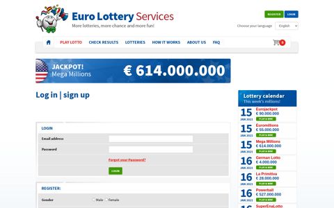 Log in | sign up - ELS Lotto