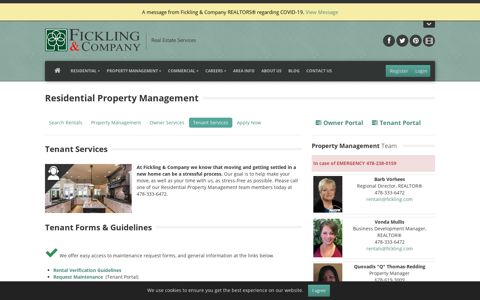 Tenant Services - Fickling & Company