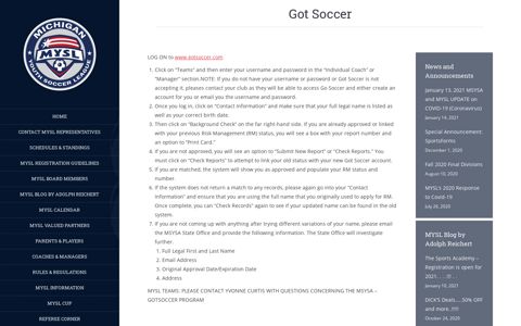 Got Soccer – Michigan Youth Soccer League