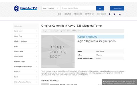Original Canon IR IR Adv C1325 Magenta Toner - Tradesupply