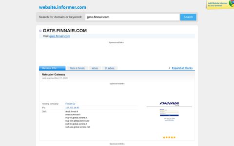 gate.finnair.com at WI. Netscaler Gateway - Website Informer