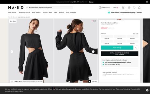 Flirty Short Buttoned Dress Black | na-kd.com