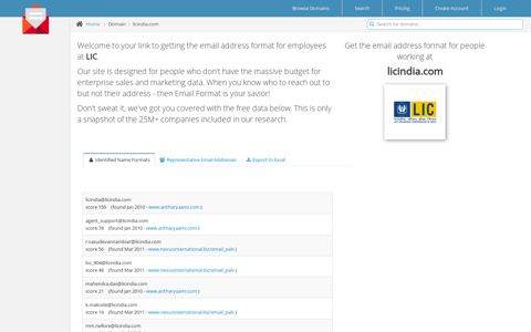 Email Address Format for licindia.com (LIC) | Email Format