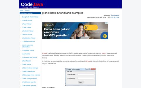 JPanel basic tutorial and examples - CodeJava.net