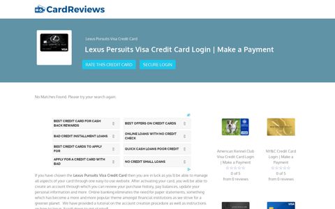 Lexus Persuits Visa Credit Card Login | Make a Payment