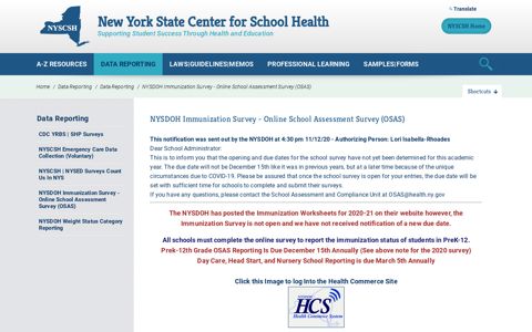 Data Reporting / NYSDOH Immunization Survey - Online ...