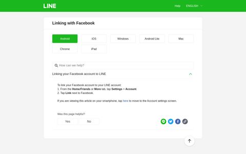 Linking with Facebook - LINE Help
