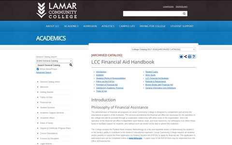 LCC Financial Aid Handbook - Lamar Community College ...
