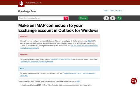 Make an IMAP connection to your Exchange account in ...