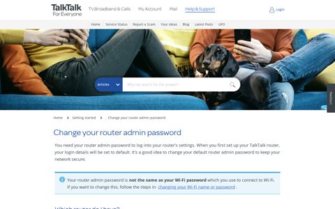 Change your router admin password - TalkTalk Help & Support