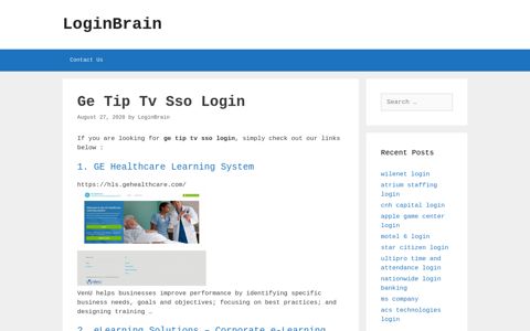 Ge Tip Tv Sso - Ge Healthcare Learning System - LoginBrain