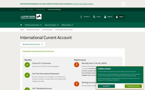 International current account - Lloyds International