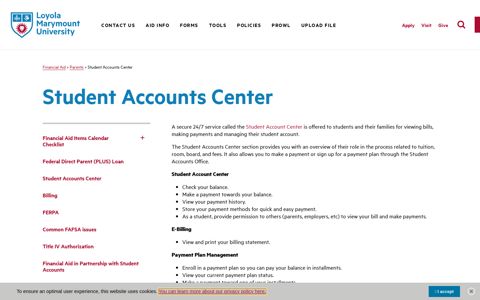 Student Accounts Center - Loyola Marymount University