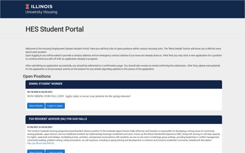 HES Student Portal - University Housing | University of Illinois ...