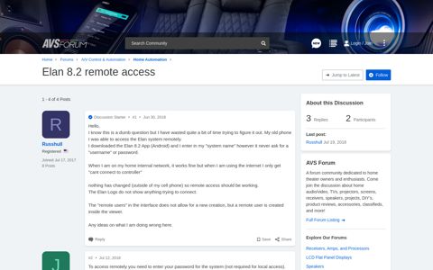 Elan 8.2 remote access | AVS Forum