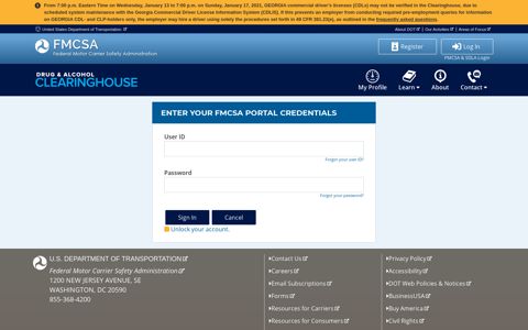 Drug & Alcohol Clearinghouse - Login using the FMCSA Portal