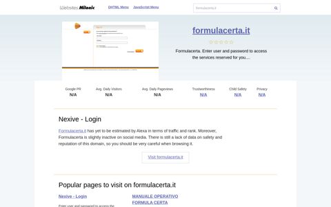 Formulacerta.it website. Nexive - Login.