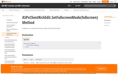 SetFullscreenMode(fullscreen) Method | ASP.NET Controls ...