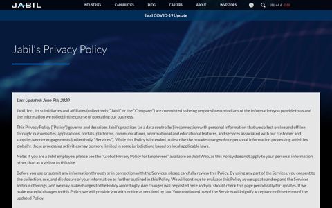 Jabil's Privacy Policy | Jabil