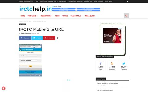 IRCTC Mobile Site URL - IRCTC Help