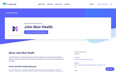 Employment Verification for John Muir Health | Truework