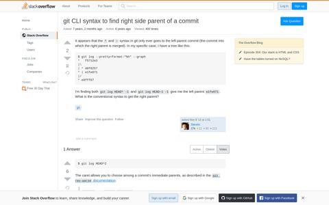 git CLI syntax to find right side parent of a commit - Stack ...