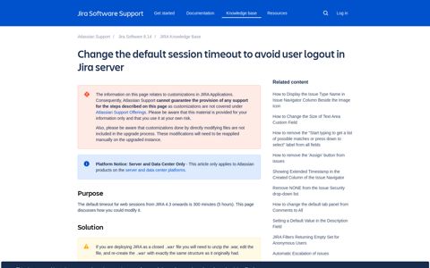 Change the default session timeout to avoid user logout in Jira ...