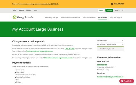 My Account Large Business | EnergyAustralia