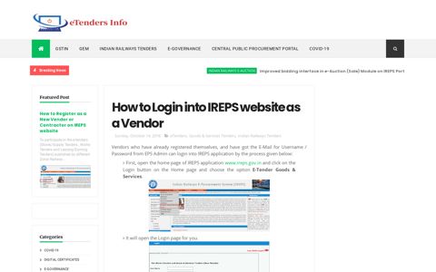 How to Login into IREPS website as a Vendor - eTenders Info