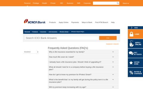 iProtect Smart Landing Faqs - ICICI Bank Answers