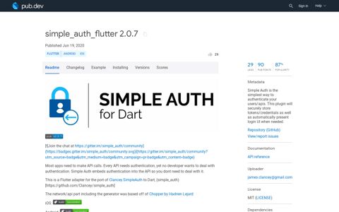 simple_auth_flutter | Flutter Package - Pub.Dev