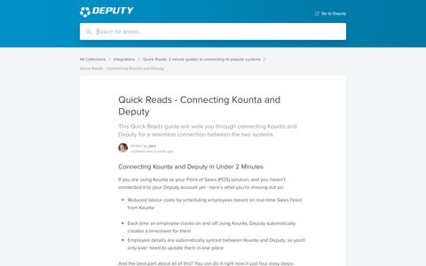 Quick Reads - Connecting Kounta and Deputy | Deputy Help ...