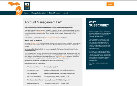 Account Management FAQ - MLive.com