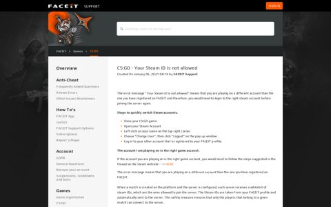 CS:GO - Your Steam ID is not allowed – FACEIT