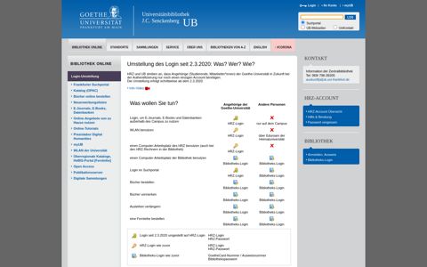 Login an Universität und Bibliothek - UB Frankfurt