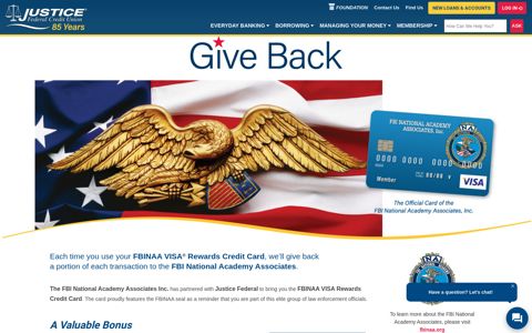 FBINAA Rewards Credit Card | Justice Federal