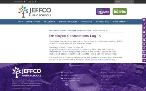 Employee Connections Log In - Jeffco Public Schools