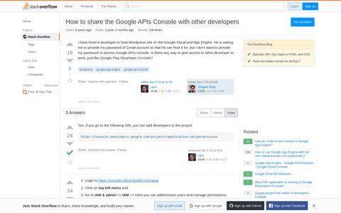 How to share the Google APIs Console with other developers ...