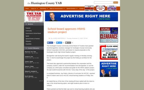 School board approves HNHS stadium project | Huntington ...