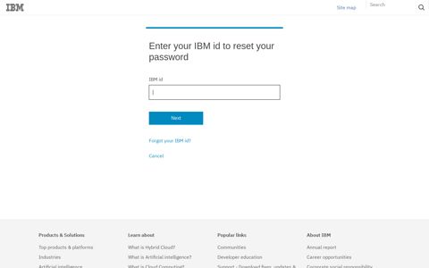 IBM id – Password reset