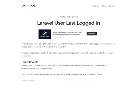 Laravel User Last Logged In - Paulund