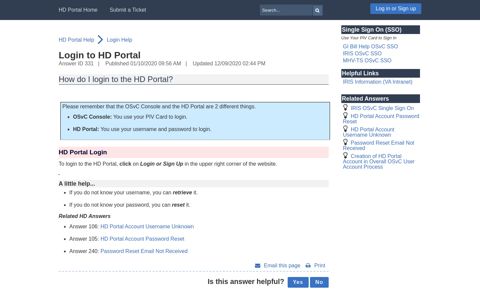 Login to HD Portal - VA OSvC Help Desk Portal