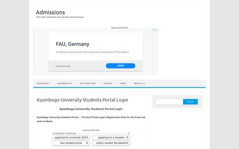 Kyambogo University Students Portal Login - Admissions
