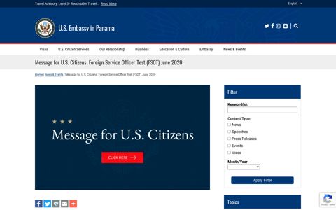 Message for U.S. Citizens: Foreign Service Officer Test (FSOT ...
