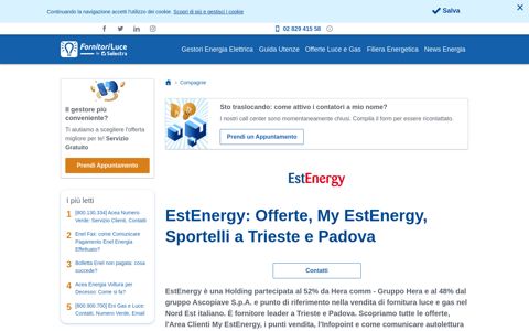 EstEnergy: Offerte, My EstEnergy, Sportelli a Trieste e Padova