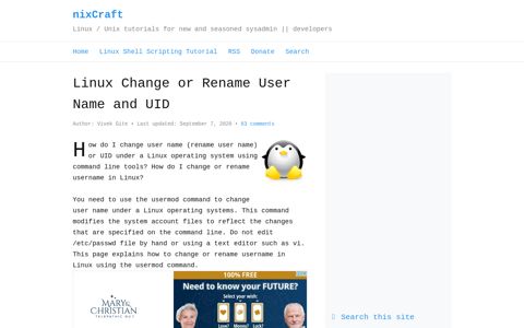 Linux Change or Rename User Name and UID - nixCraft