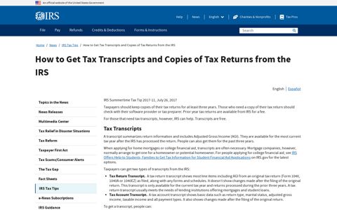 How to Get Tax Transcripts and Copies of Tax Returns from ...