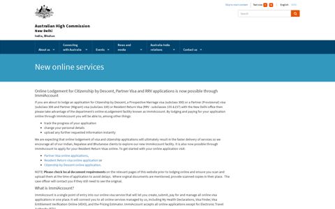 New online services - Australian High Commission